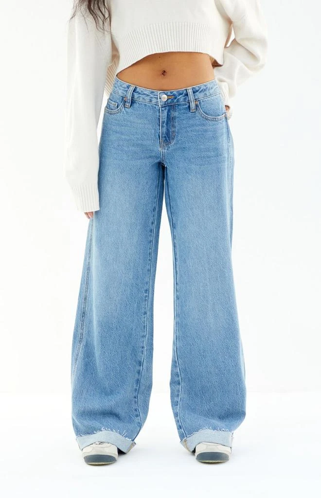 PacSun Casey Medium Indigo Roll Cuff Low Rise Baggy Jeans 2
