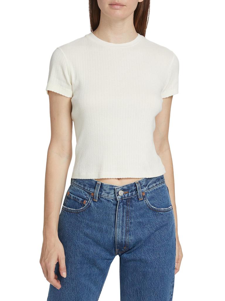 Re/Done 90s Baby Cotton Pointelle T-Shirt