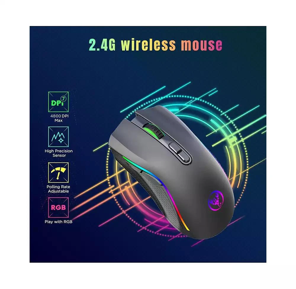 risokeys RGB Wireless Gaming Mouse - 6-Speed DPI (Up to 4800), 650mAh Rechargeable, Ergonomic for Gaming/Office, Easy-to-Use for Gamers/Professionals 4