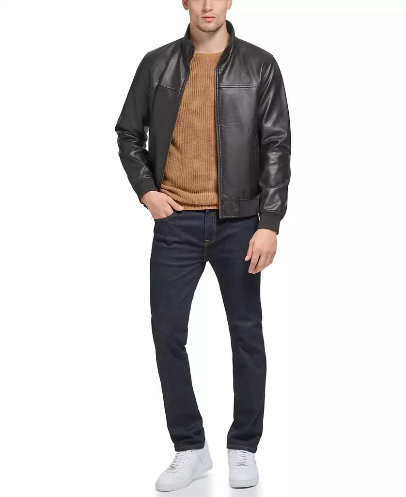 Tommy Hilfiger Men's Faux Leather Stand Collar Bomber