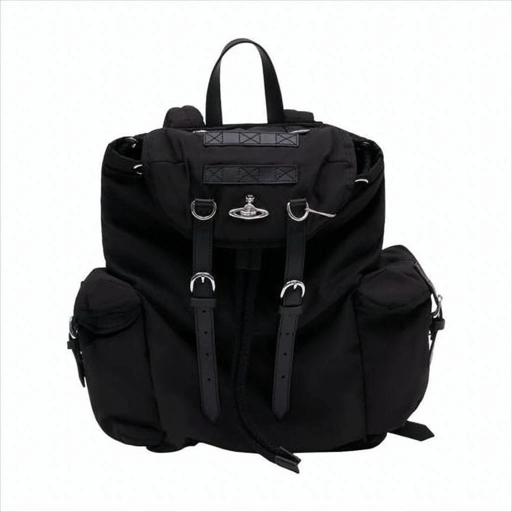 Vivienne Westwood Structured Black Backpack with Flap Top