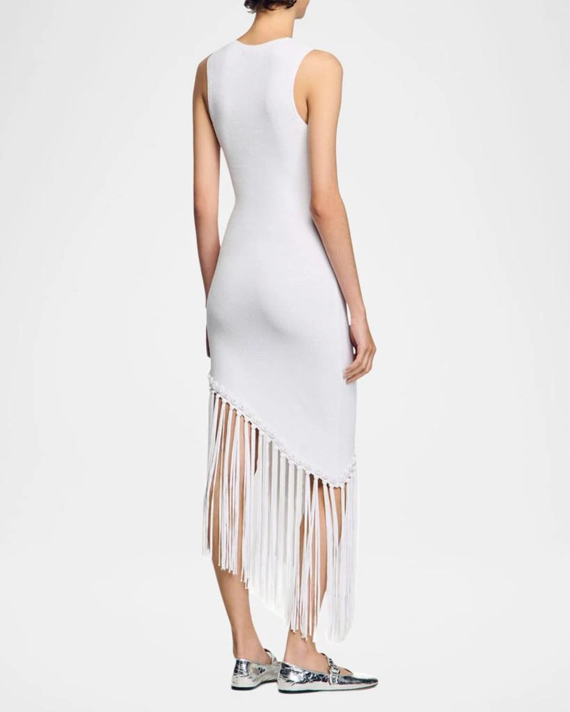 Sandro Heloise Asymmetric Fringe-Trim Midi Dress 3