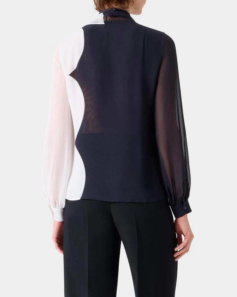 Akris Colorblock Silk Crepe Scarf Blouse 3