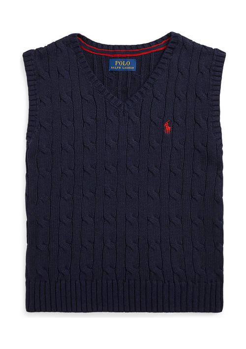 Ralph Lauren Lauren Childrenswear Boys 2 7 Cable Knit Cotton Sweater Vest