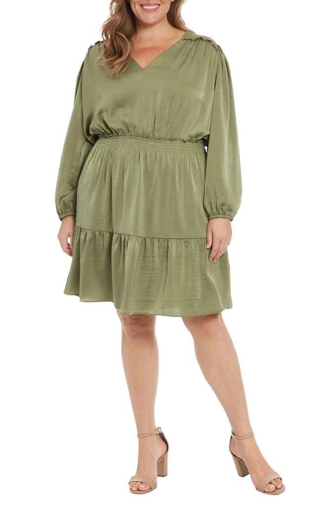 london times long sleeve dress London Times Long Sleeve Ruched Empire Waist Midi Dress main image 1