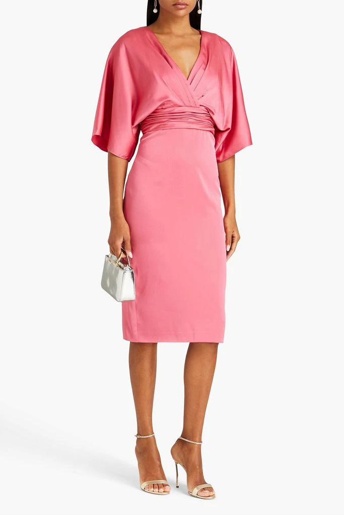 Theia Pleated satin dress 2