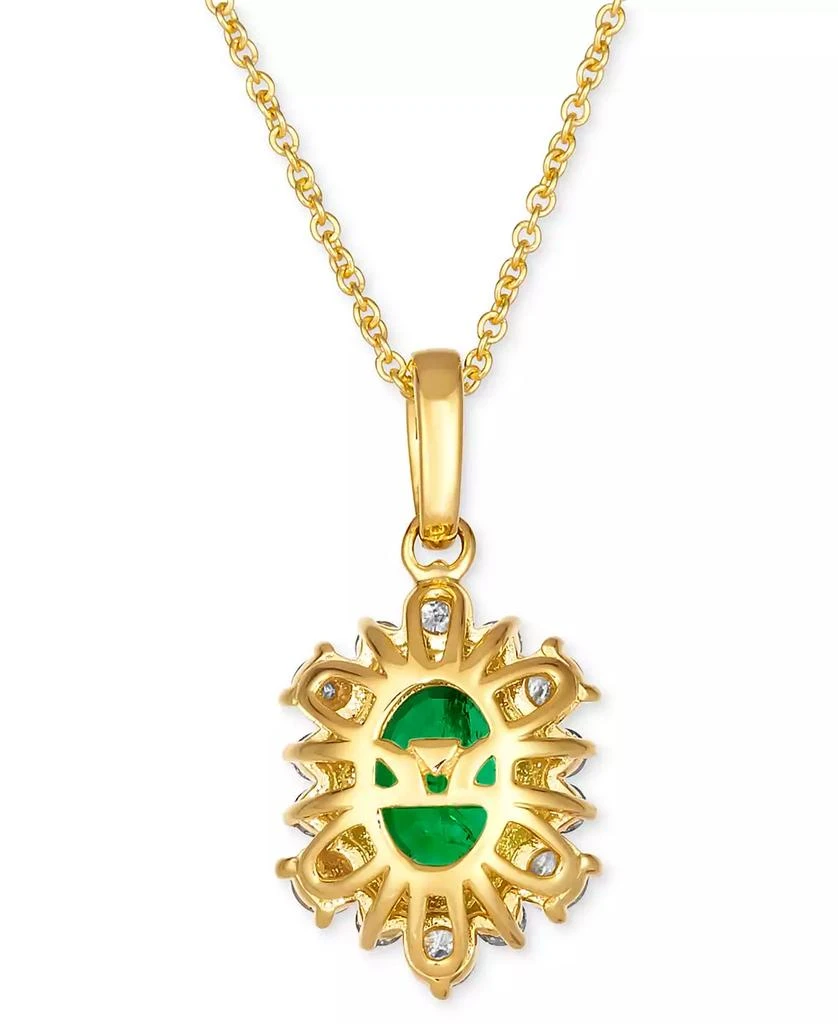Le Vian Costa Smeralda Emeralds (7/8 ct. t.w.) 
Diamond (1/2 ct. t.w.) Halo Adjustable 20" Pendant Necklace in 14k Gold 5