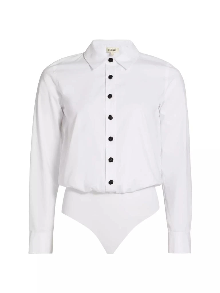 L'Agence Blake Cotton-Blend Long-Sleeve Bodysuit 1
