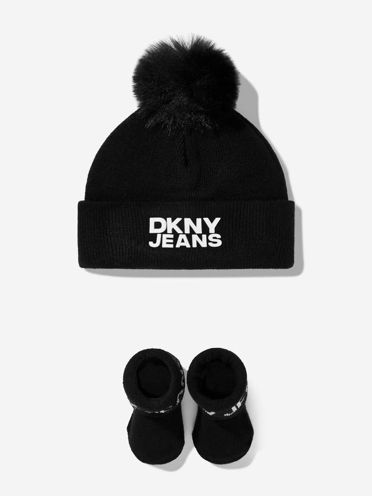 DKNY DKNY Baby Pom Pom Knitted Hat and Socks Set in Black