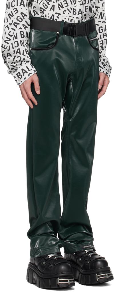 99%IS- Green 'ATT1%TUDE' Always Glossy Faux-Leather Trousers