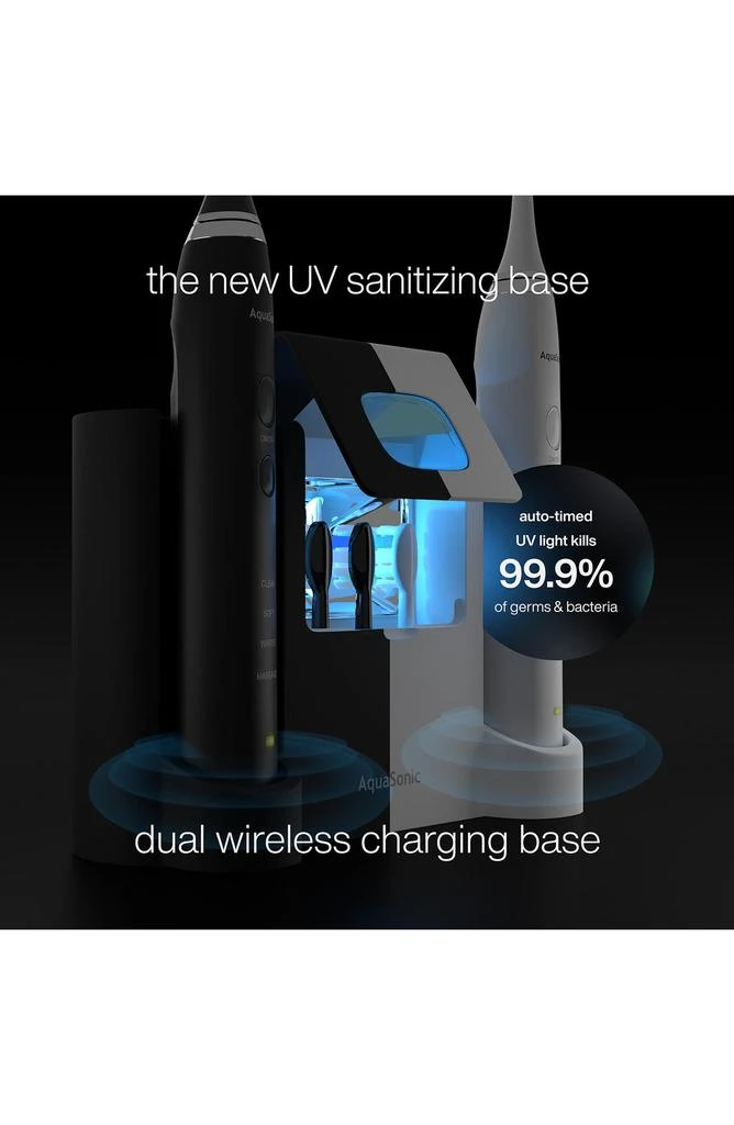 AquaSonic Duo PRO - Dual Handle Whitening Smart Toothbrushes with UV Sanitizing Base & 10 DuPont Brush Heads & 2 Travel Cases 4