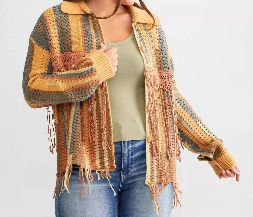Miss Me Miss Me - Crochet Fringe open Cardigan 1