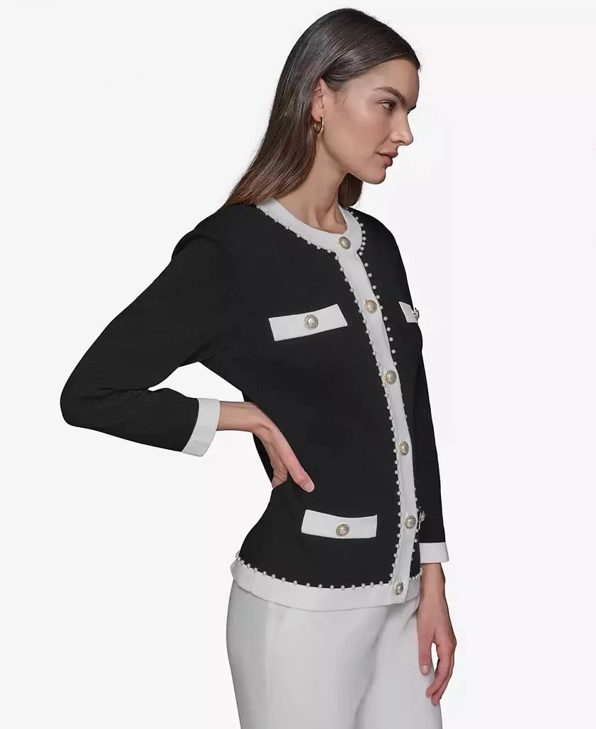 Karl Lagerfeld Paris Women's Faux-Pearl-Trim Cardigan 3