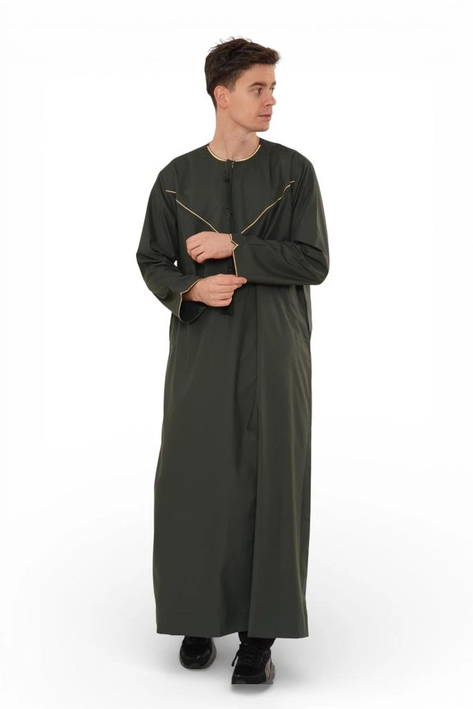 Arabic Thobes Men
s Ramadan Green Moroccan Jubba Robe Djellaba Eid Thobe - TT-007 2