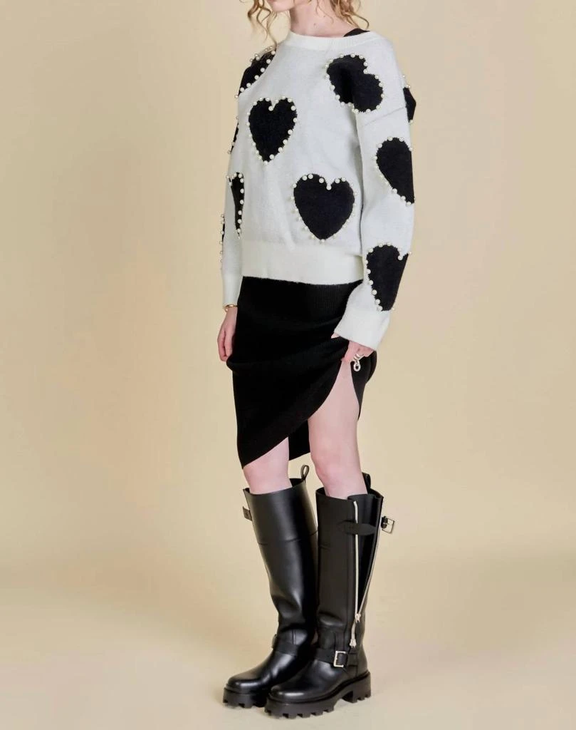 English Factory Long-Sleeve Heart Sweater In Black Multi 3