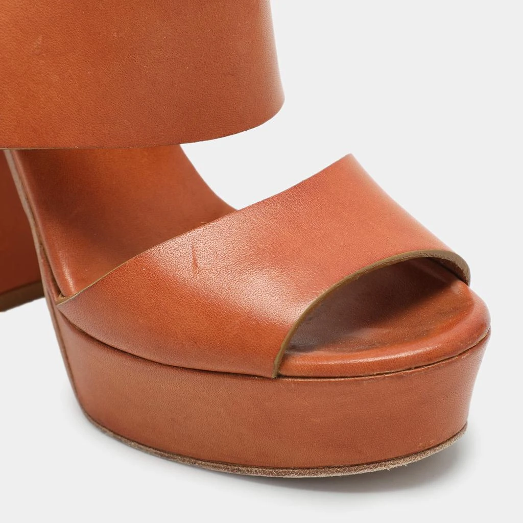 Chloé Chloe Brown Leather Platform Ankle Strap Sandals Size 35.5 7