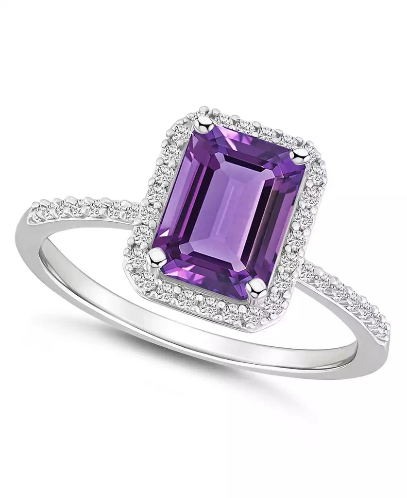 Macy's Amethyst (1-3/5 ct. t.w.) and Lab-Grown Sapphire (1/4 ct. t.w.) Halo Ring in 10K White Gold 1