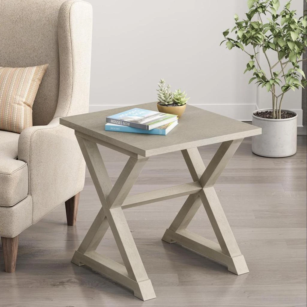 Streamdale Furniture Streamdale Antique White Square Accent End Side Table Nightstand 22"x23.5"x23.5