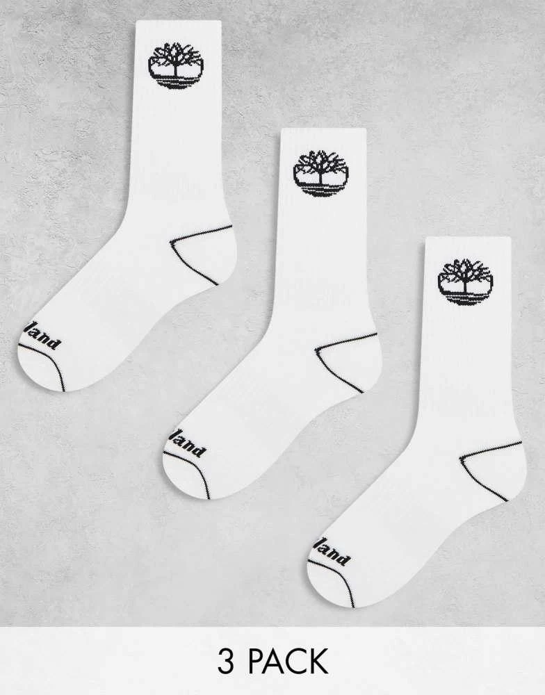 Timberland Timberland bowden 3 pack crew socks in white 1
