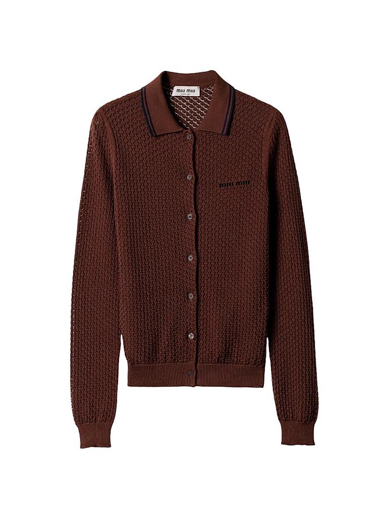 Miu Miu - Diamante Embroidered Mohair-Blend Cardigan - Yellow - IT