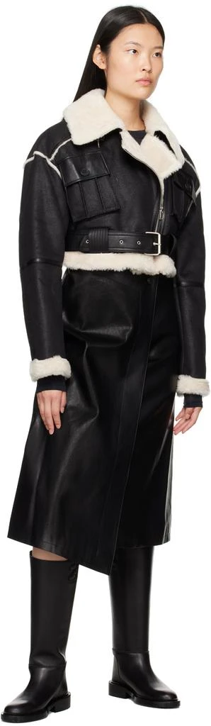 LVIR Black Wrap Faux-Leather Midi Skirt 4