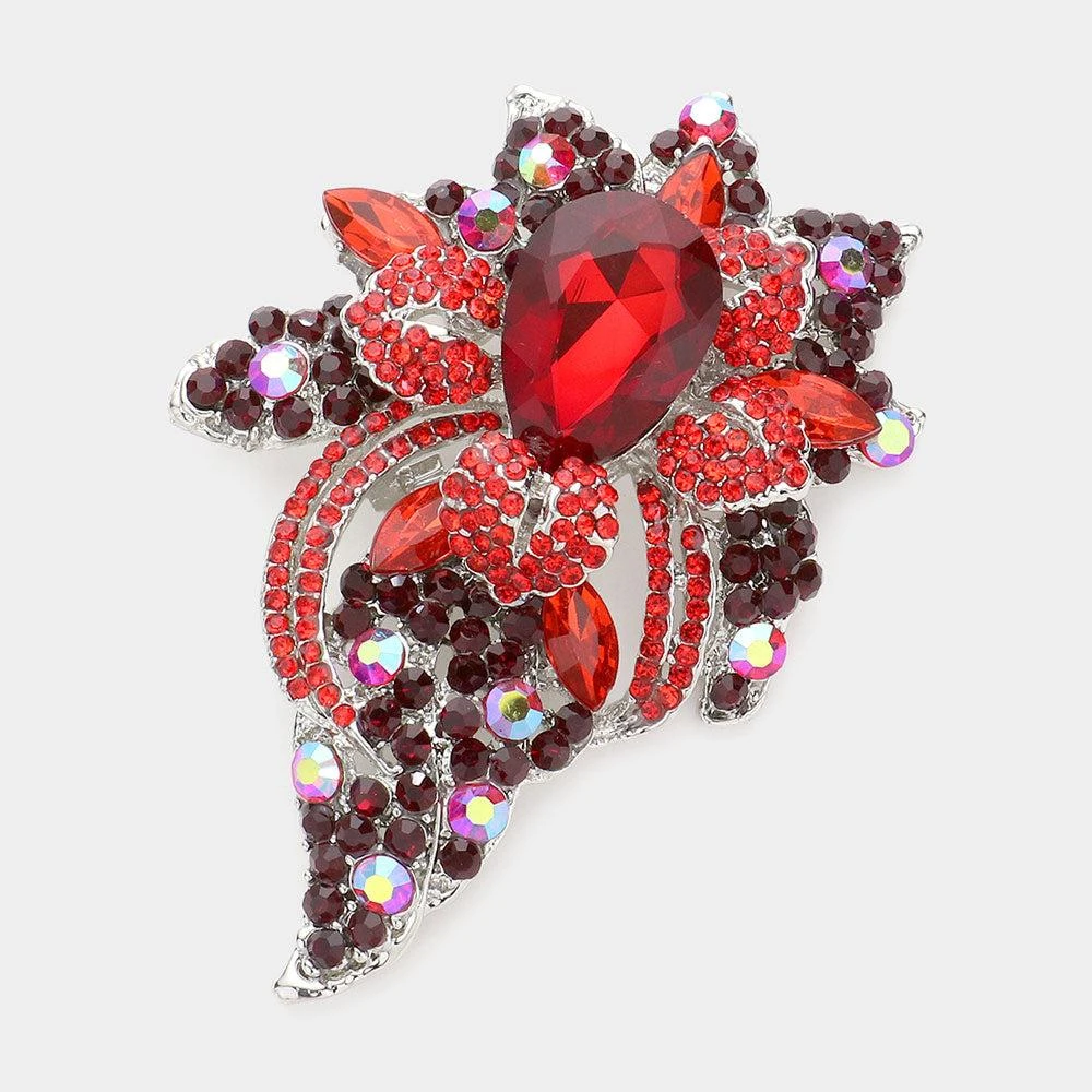 FASHNZFAB Floral Crystal Pave Bouquet Brooch / Pendant