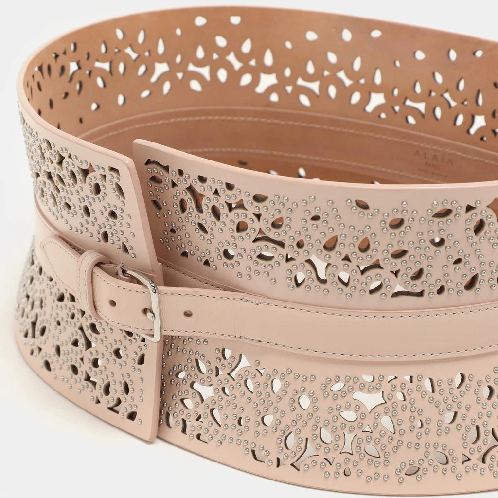Alaia Alaia Light Pink Laser Cut Leather Corset Belt 70CM 2