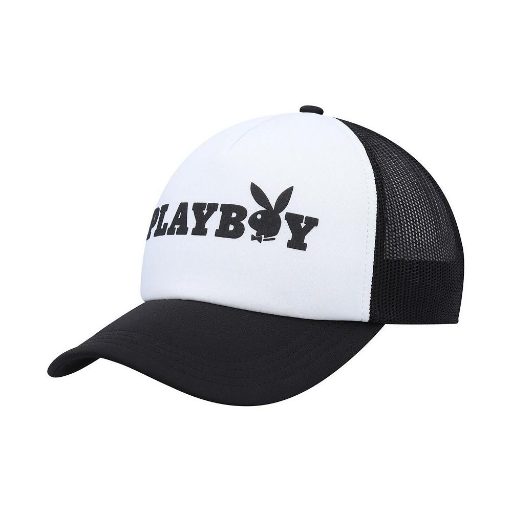 Playboy Men's White, Black Foam Trucker Snapback Hat