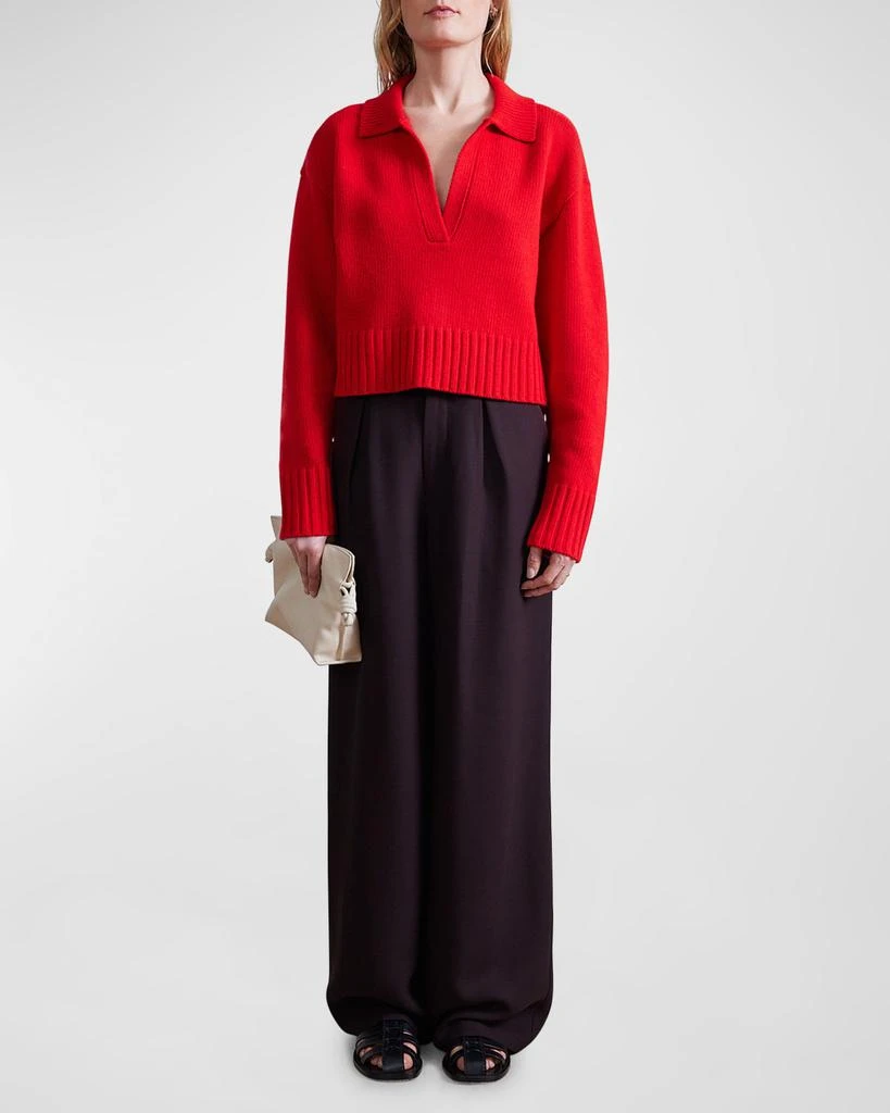 Apiece Apart Cropped Merino Wool-Cashmere Henley 2
