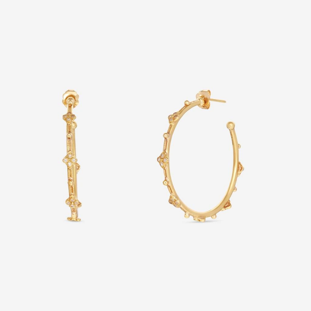 Armenta Armenta Sueno 18K Yellow Gold White Diamond 35mm Side Hoop Earrings 06495 1
