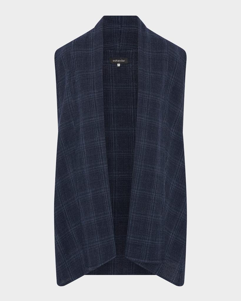 Eskandar A-Line Scrunch Shawl-Collar Waistcoat (Long Length)