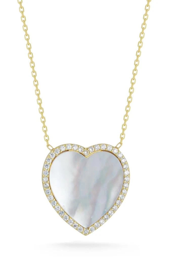 Sphera Milano Sterling Silver, Mother of Pearl 
CZ Heart Pendant Necklace 1
