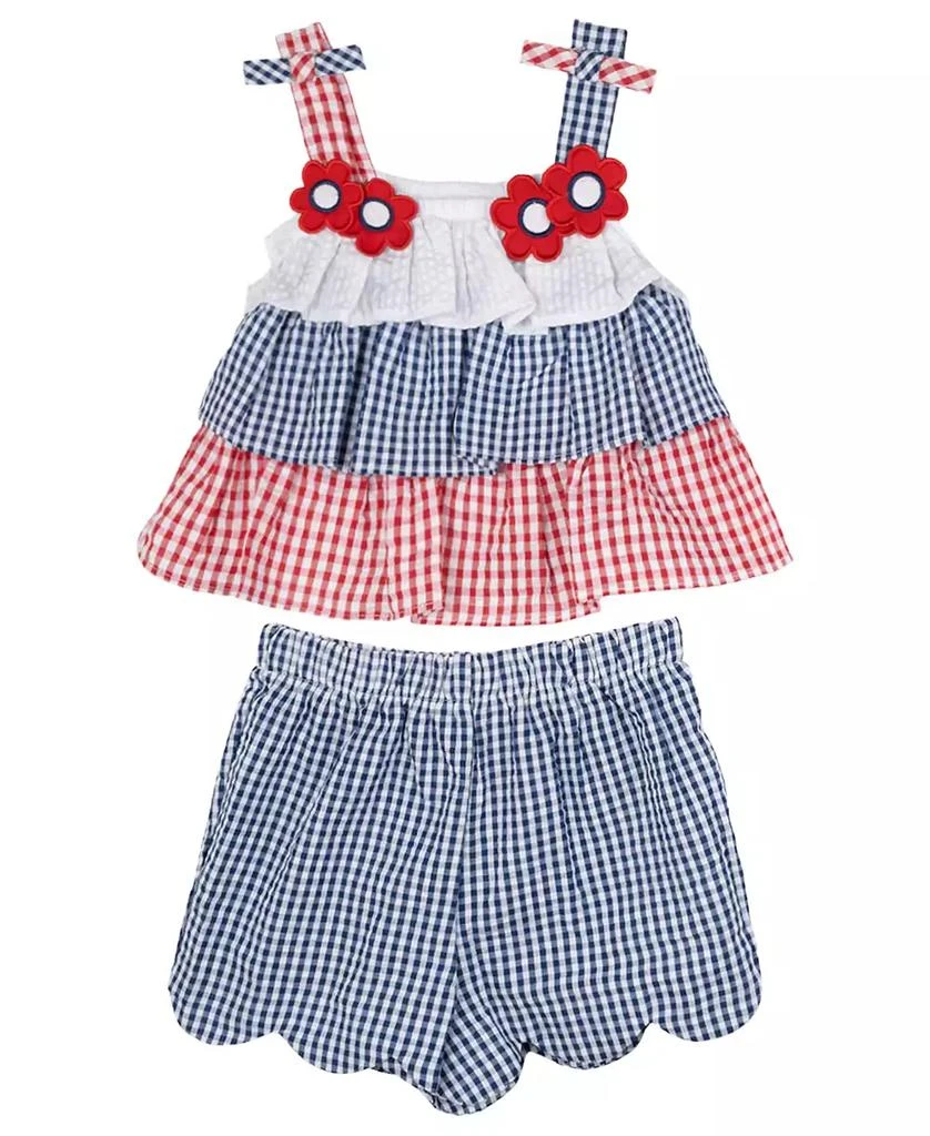 Rare Editions Baby Girls 2-Piece Americana Top and Seersucker Shorts Set 1