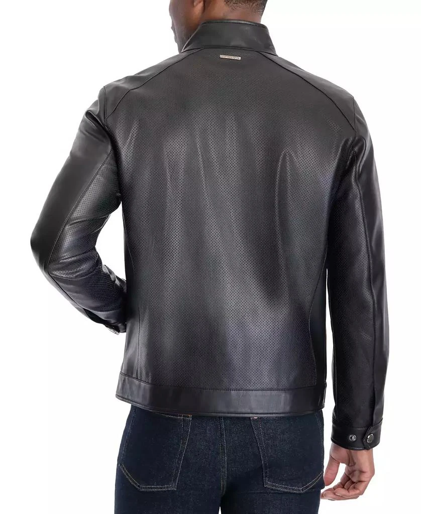 Michael Kors Men's Perforated Faux Leather Moto Jacket, Created for Macy's 6