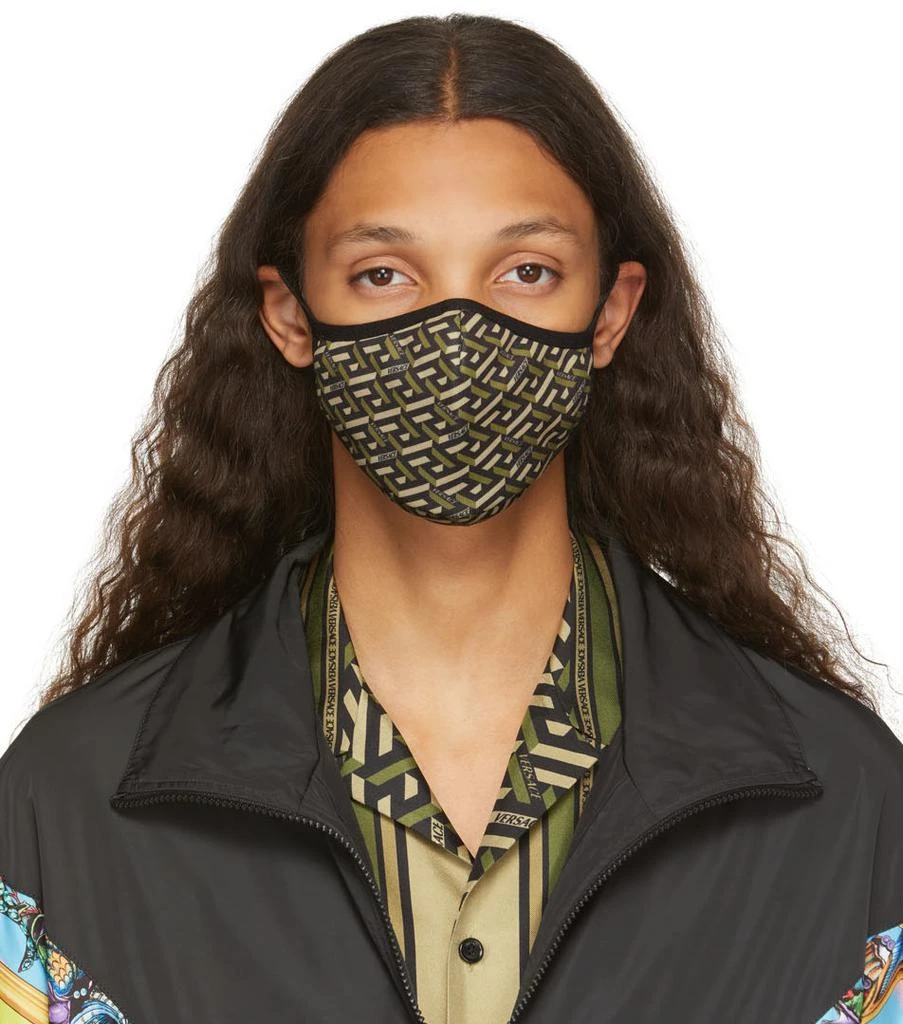 Versace Black & Khaki Logo Face Mask 1