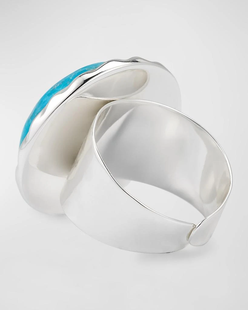 NEST Jewelry Turquoise and Silver Bezel Adjustable Statement Ring 4