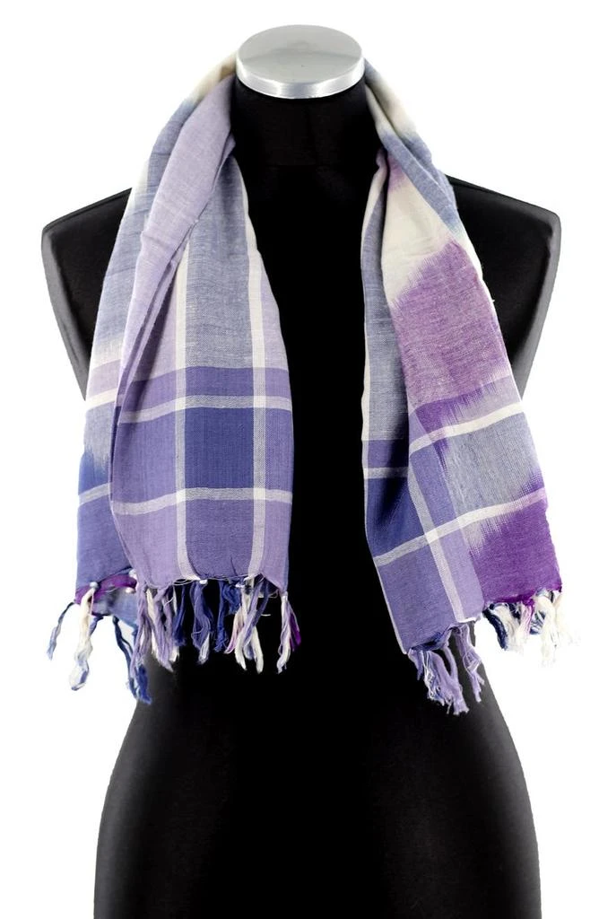 La Fiorentina Checkered Print Fringe Trim Scarf 1