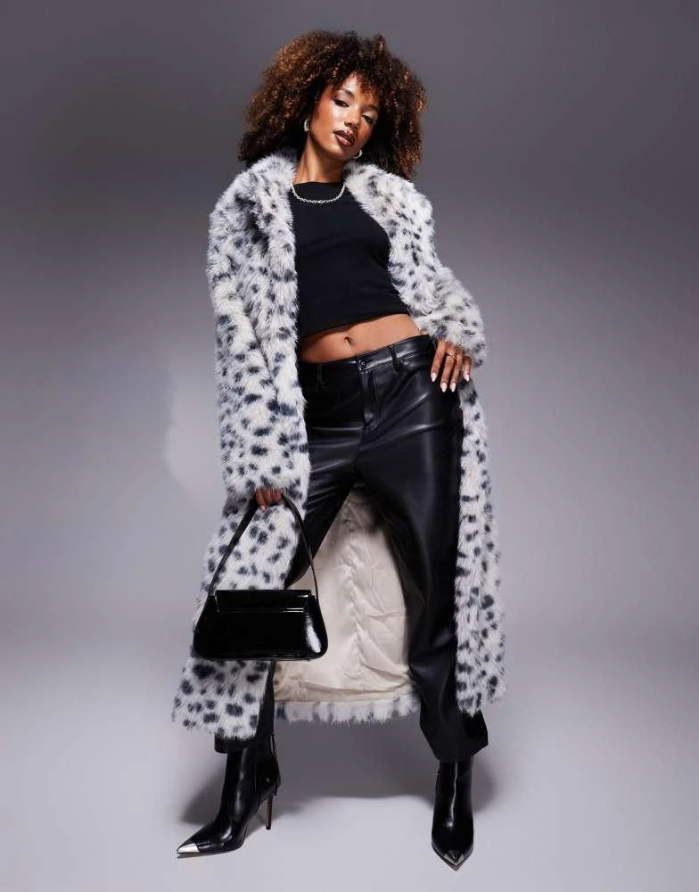 Bardot Bardot premium faux fur wrap over coat in leopard 4