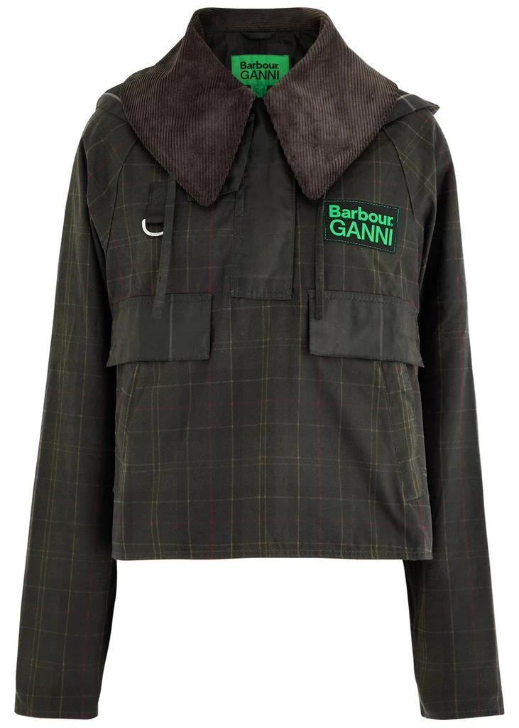 Barbour X Ganni checked hooded waxed cotton jacket 1