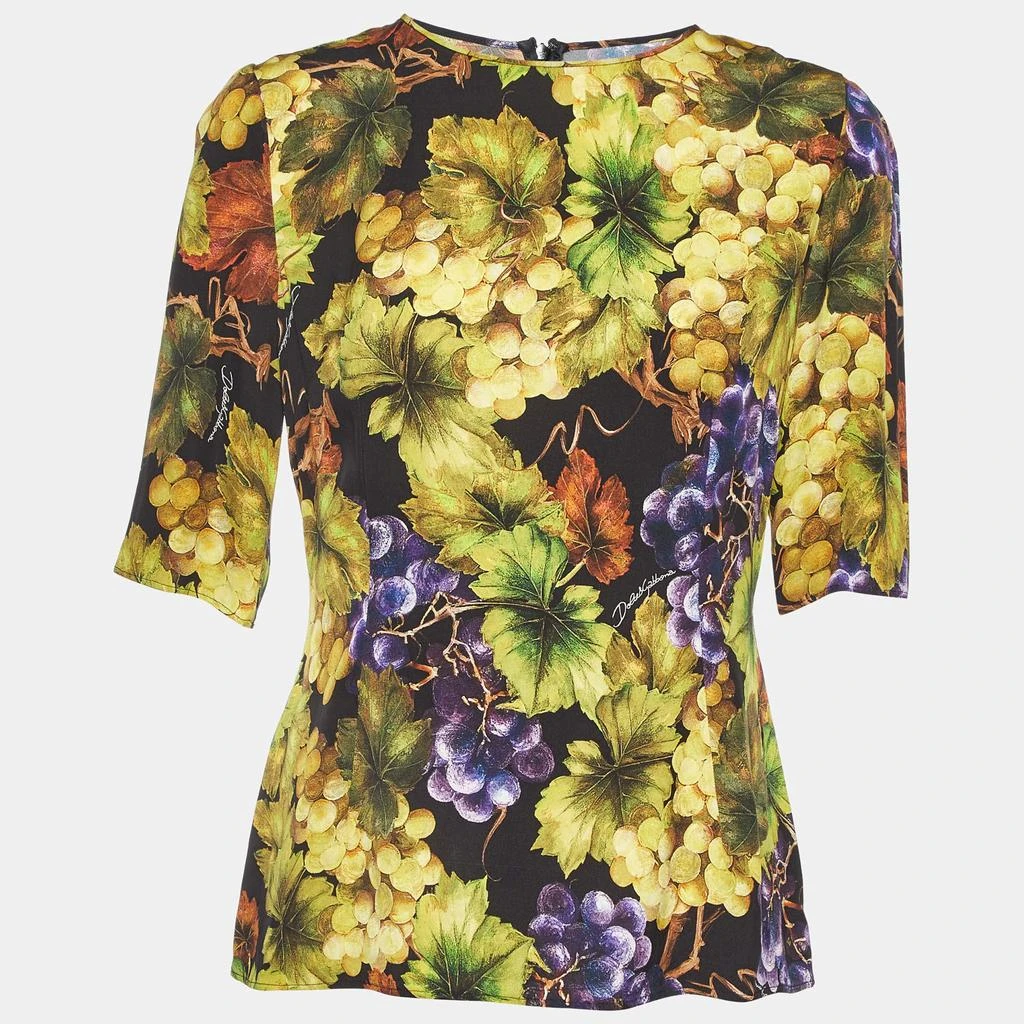 Dolce & Gabbana Dolce & Gabbana Black Floral Print Silk Top L 1