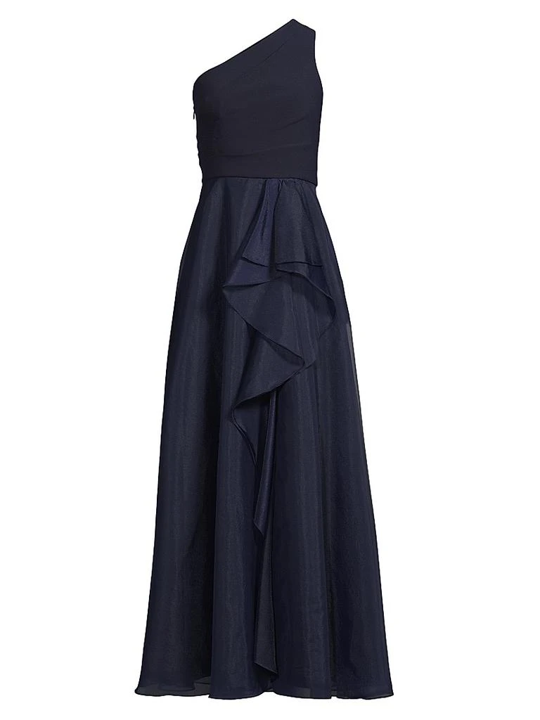 Aidan Mattox Organza Ruffled One-Shoulder Gown 1