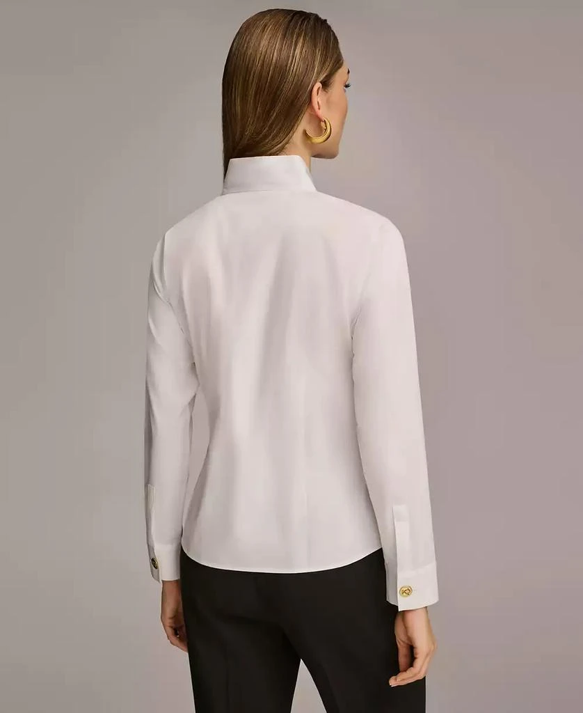 Donna Karan Women's Stand Collar Button Front Cotton Shirt 2