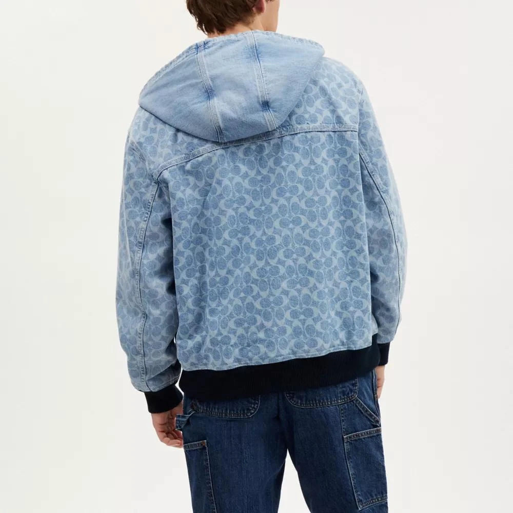 Coach Signature Denim Hooded Zip Up Jacket 3