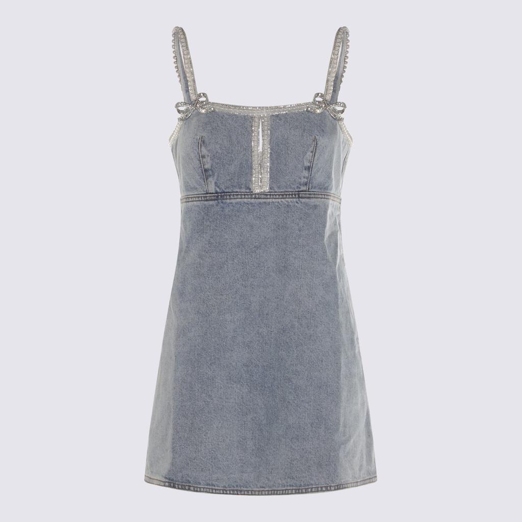 Self Portrait Light Blue Cotton Mini Dress