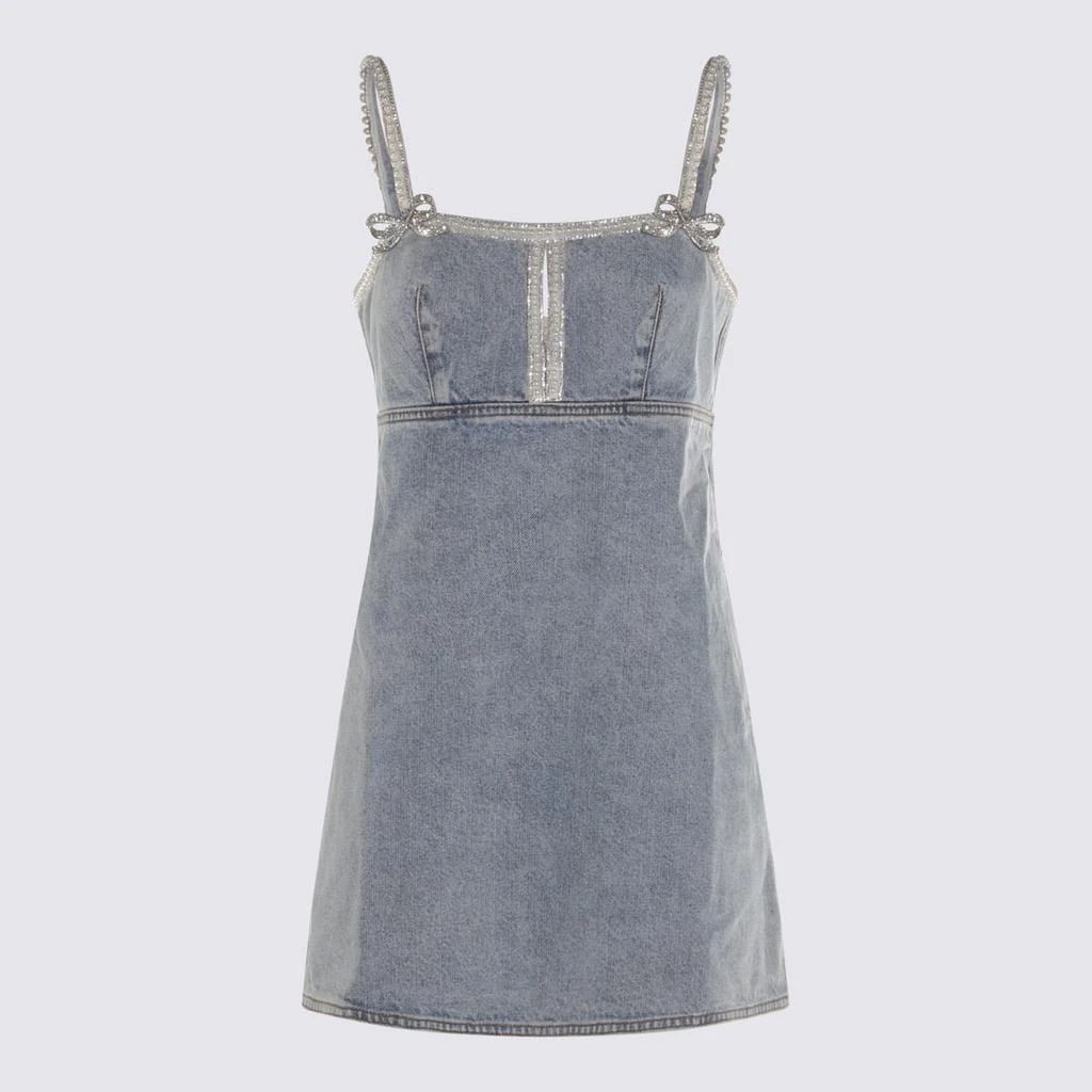 Self Portrait Light Blue Cotton Mini Dress 1