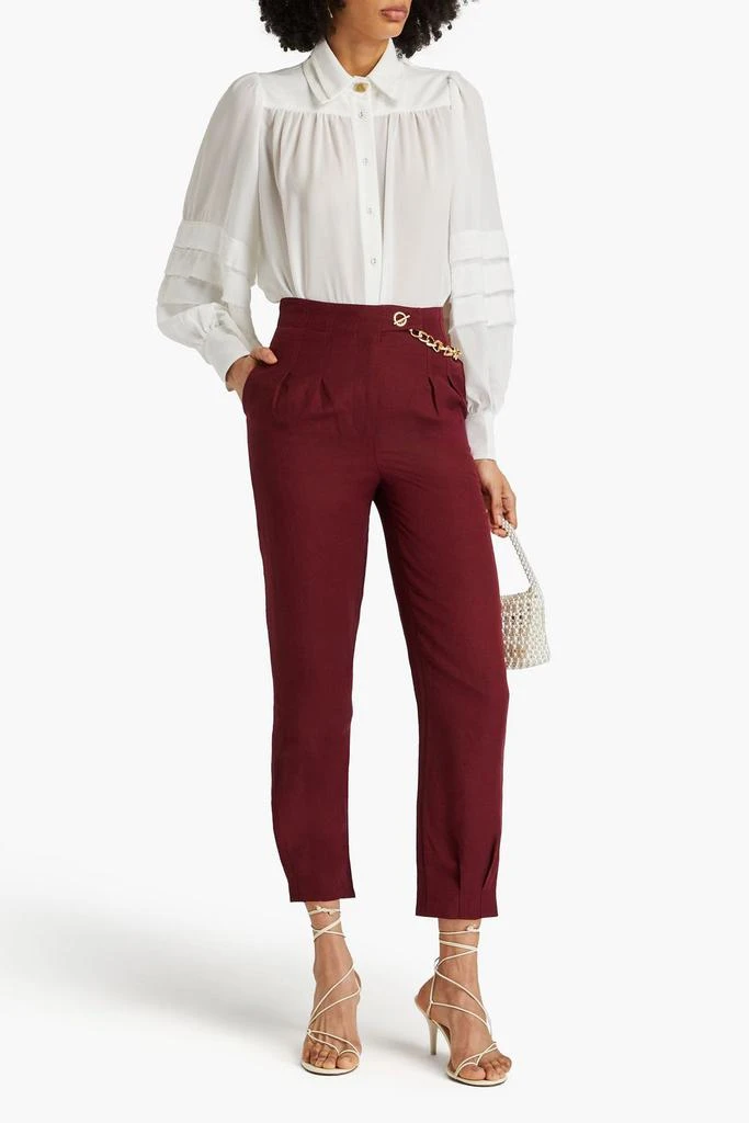 Aje Annabelle chain-embellished linen-blend tapered pants 2