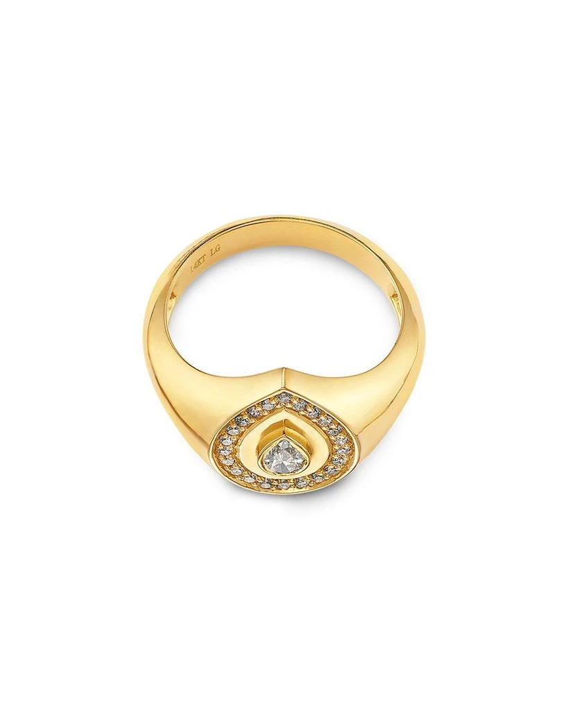Moon & Meadow Pear Halo Lab Grown Diamond Signet Ring in 14K Yellow Gold, 0.4 ct. t.w. 3