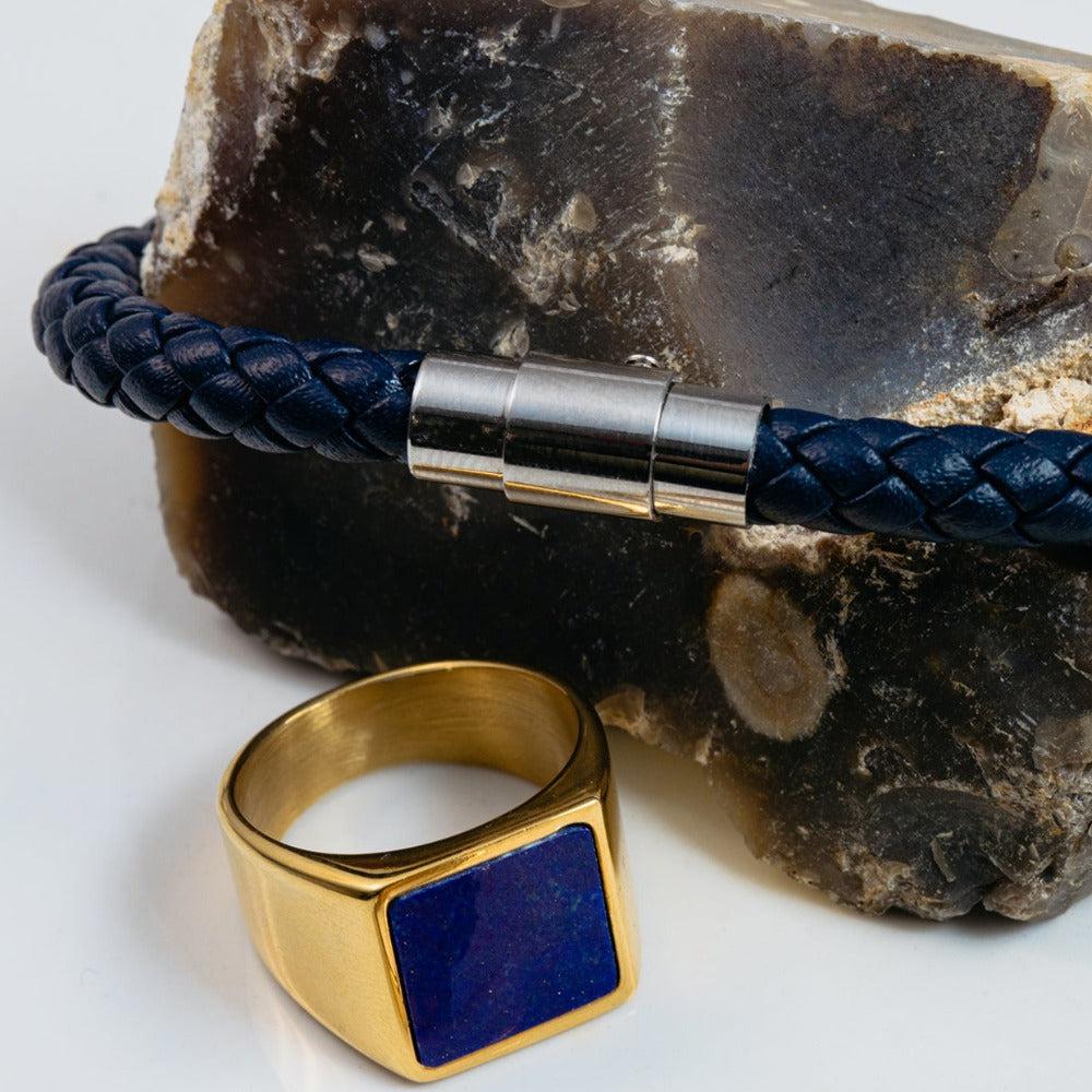 Orelia & Joe Navy Leather Cord Bracelet