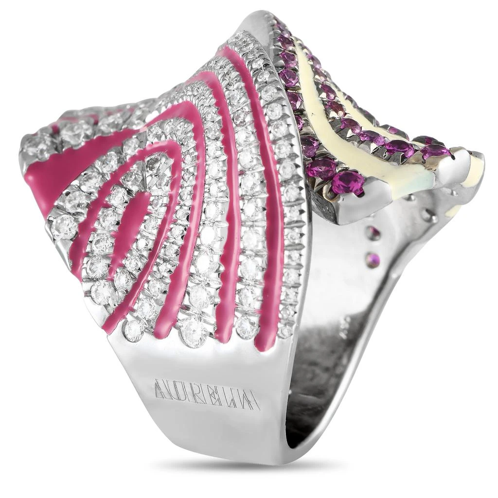 AURELIA 18K White Gold 1.20ct Diamond and Sapphire Enamel Statement Ring AU11-121624 2