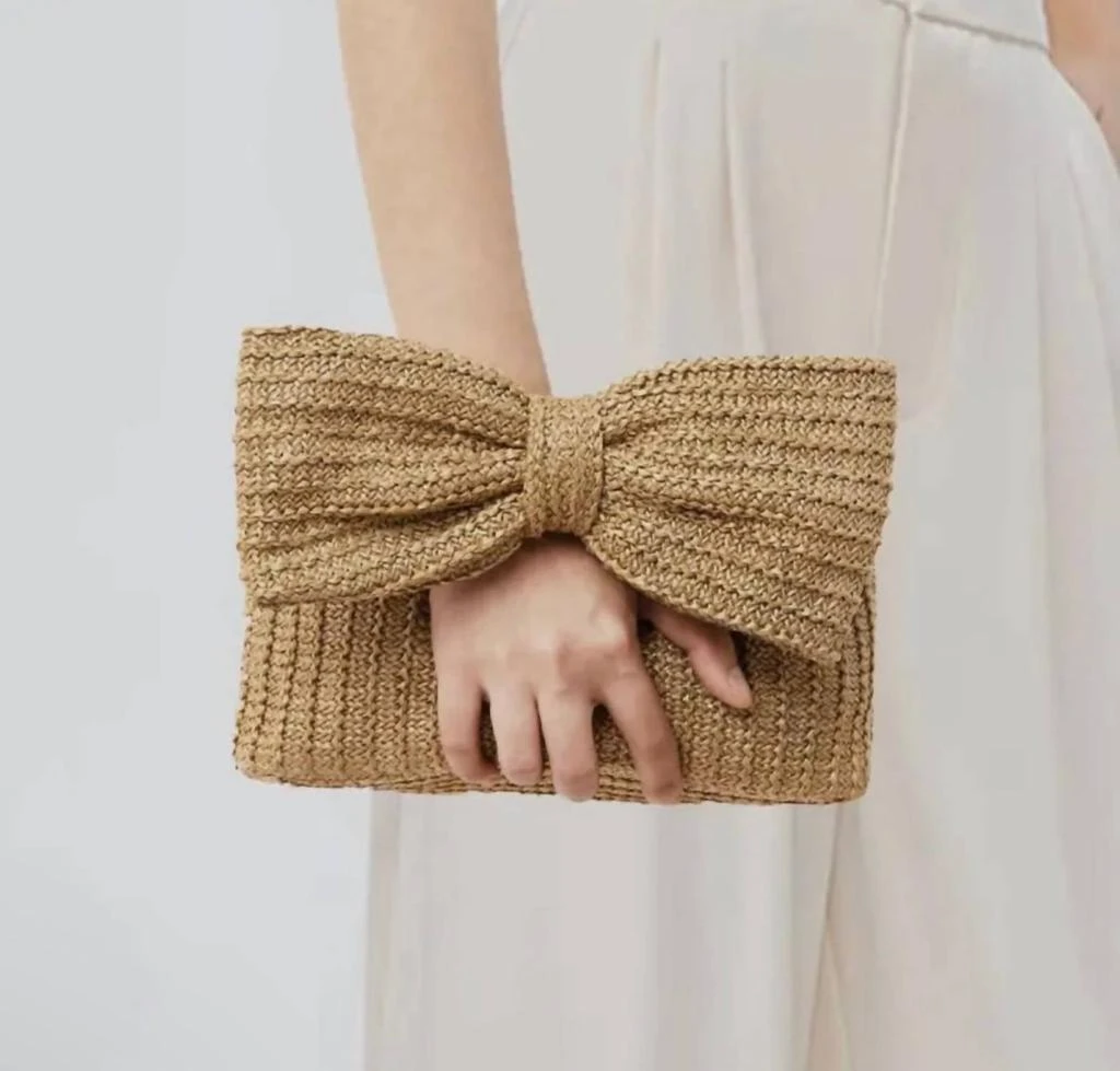 Little Trendy Little Trendy - Women's Bow Straw Handbag 2